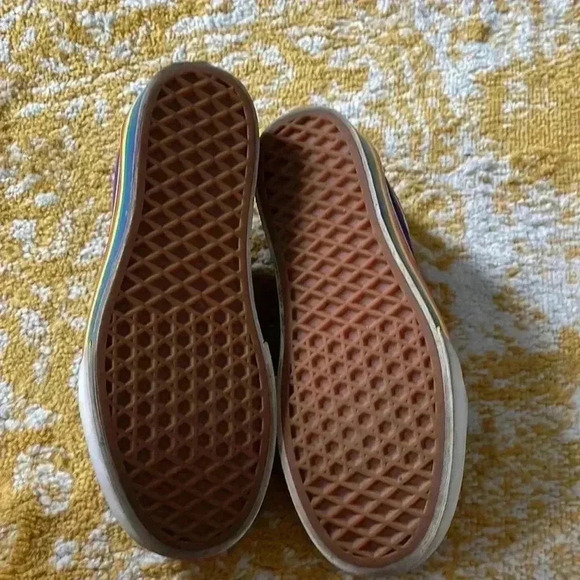 Vans purple platform suede rainbow pride Velcro sneakers 6.5 - Picture 6 of 8